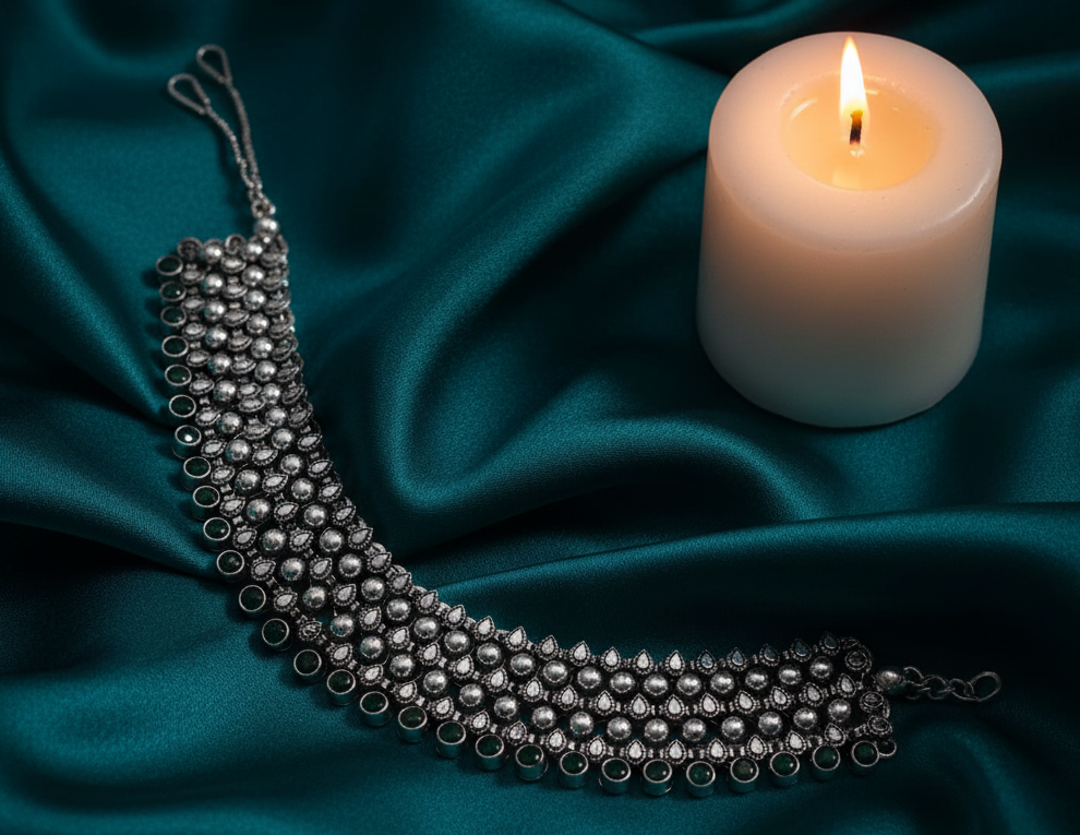 silver choker neckless 