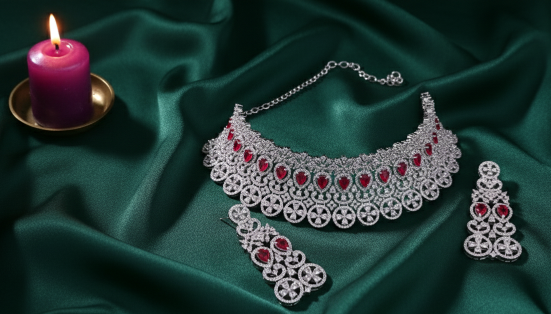 silver dimond choker 