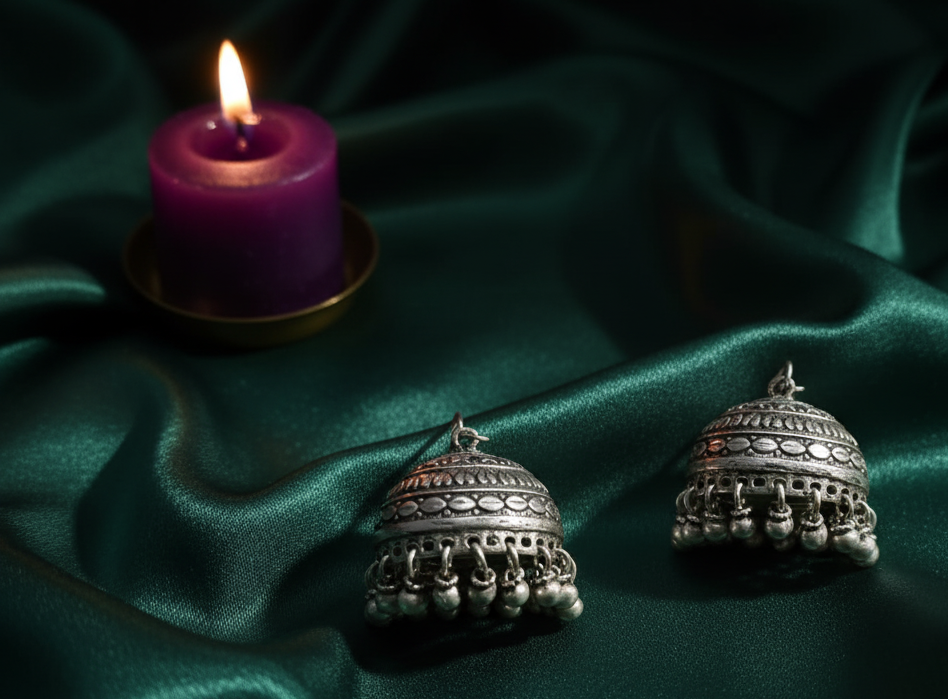 silver jhumki earings 